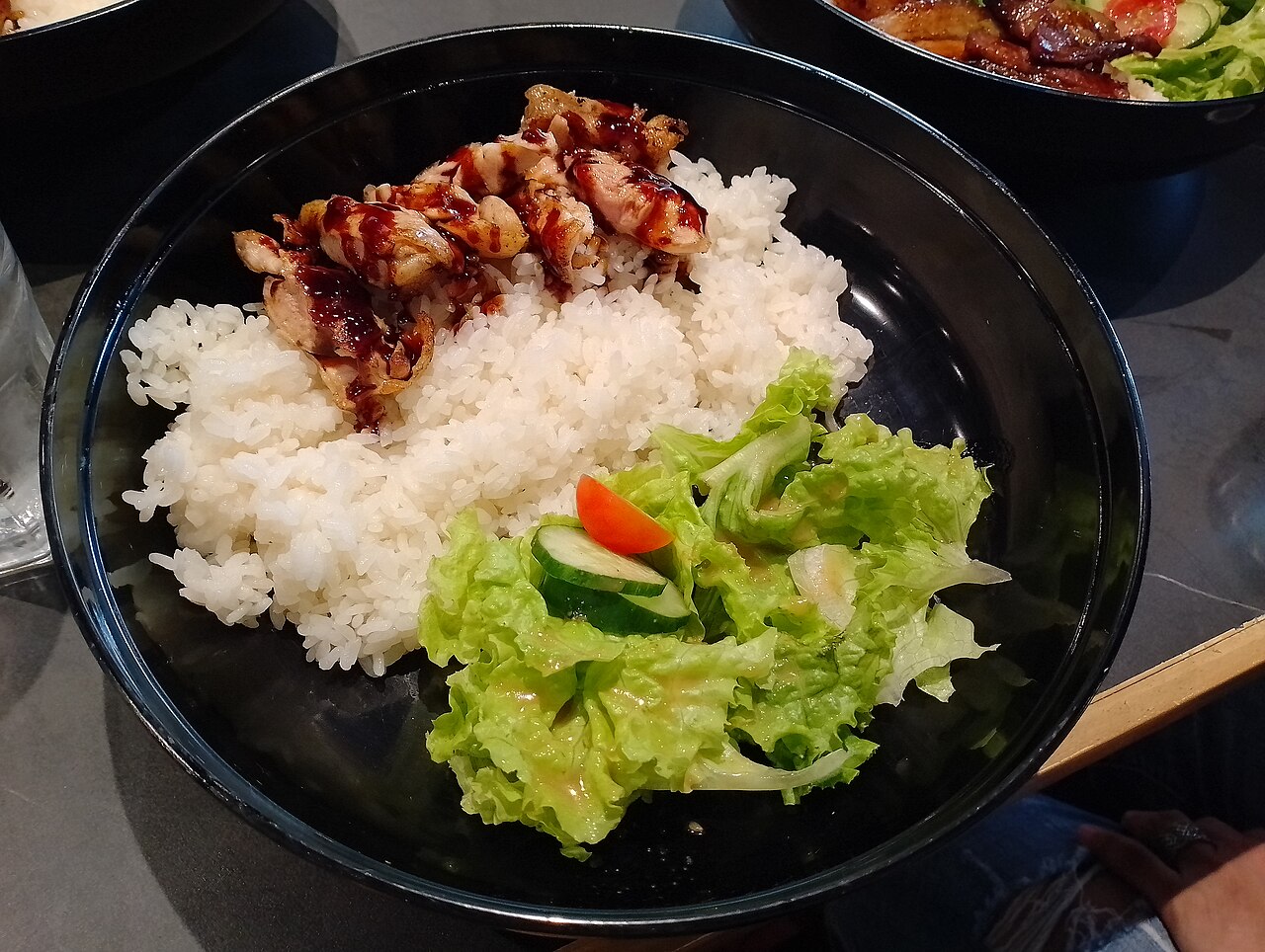Sticky Teriyaki Chicken Bowls, ready to serve